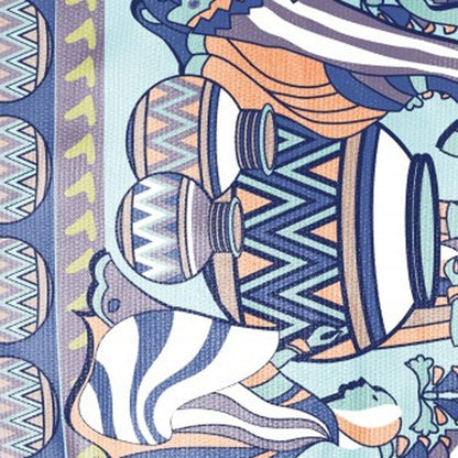 5' X 7' Blue And Blue Abstract Area Rug