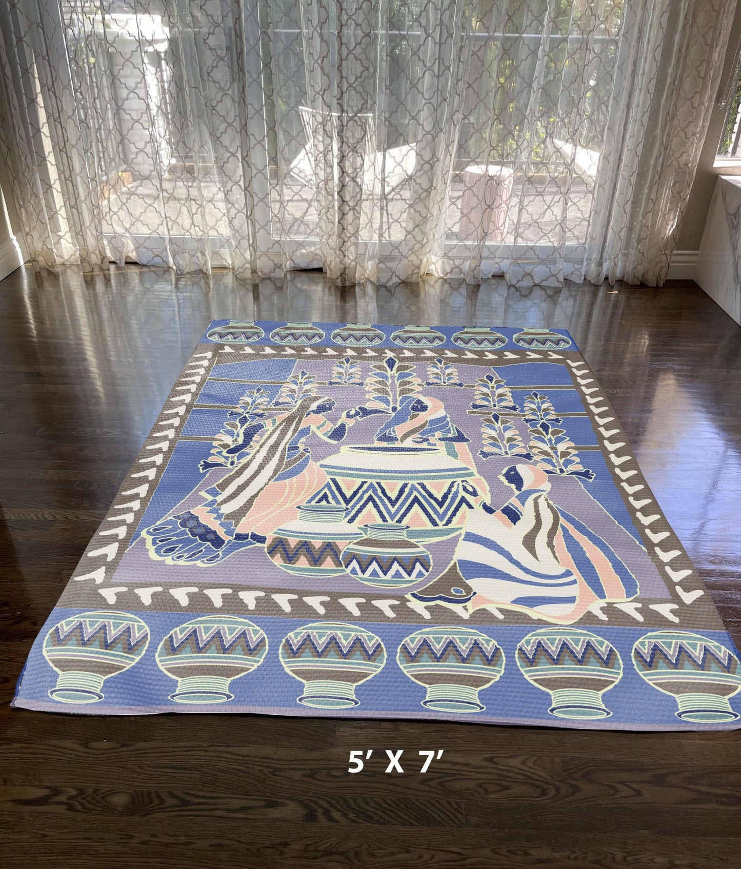 5' X 7' Brown And Muted Purple Abstract Area Rug