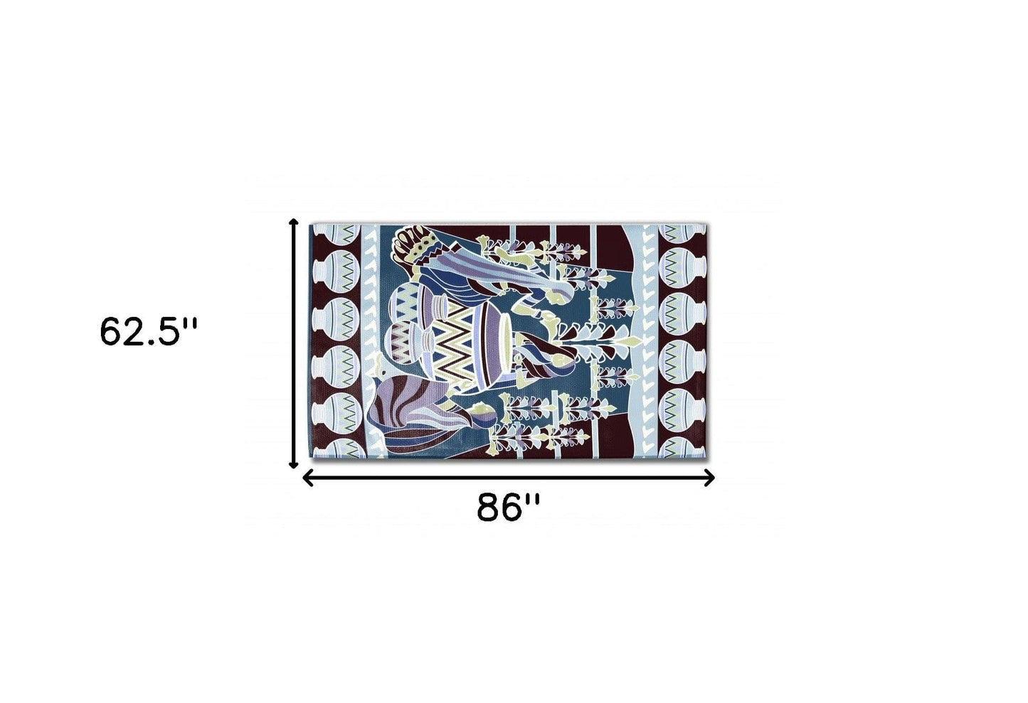 5' X 7' Dark Brown And Dark Blue Abstract Area Rug