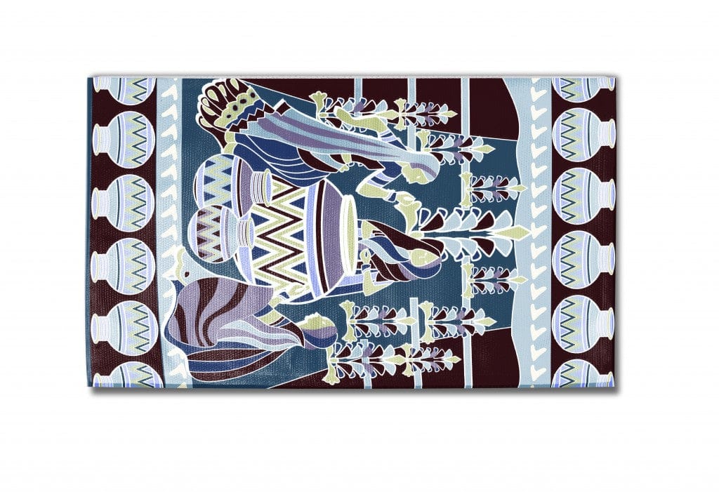 5' X 7' Dark Brown And Dark Blue Abstract Area Rug