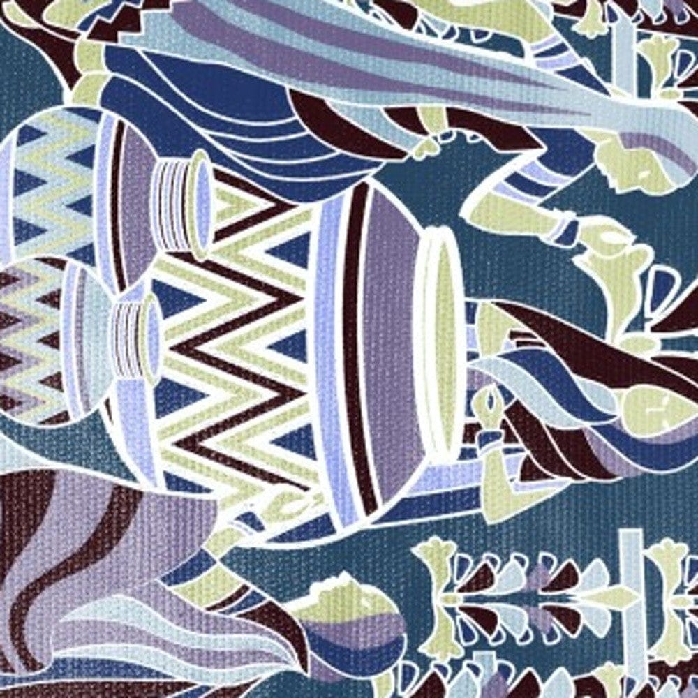 5' X 7' Dark Brown And Blue Abstract Area Rug