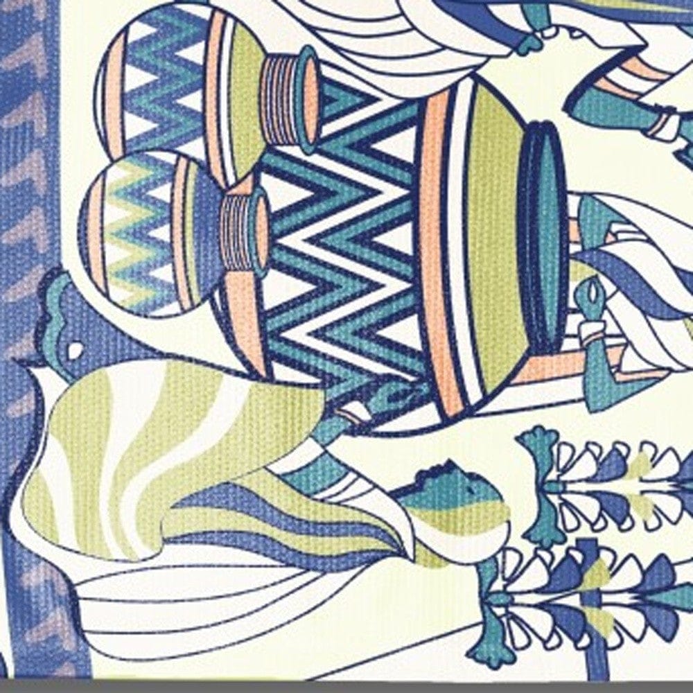 5' X 7' Green And Blue Abstract Area Rug