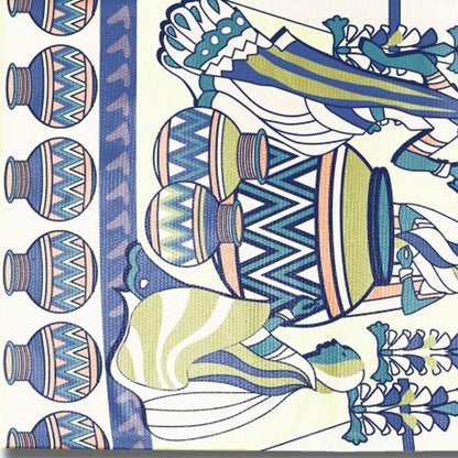 5' X 7' Green And Blue Abstract Area Rug