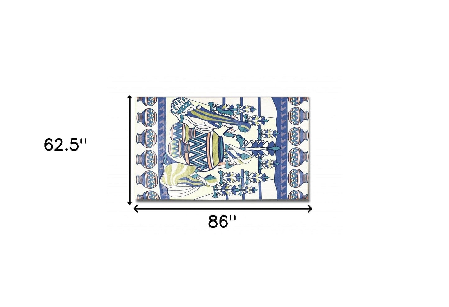 5' X 7' Green And Blue Abstract Area Rug