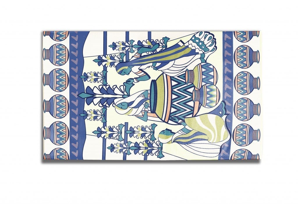 5' X 7' Green And Blue Abstract Area Rug