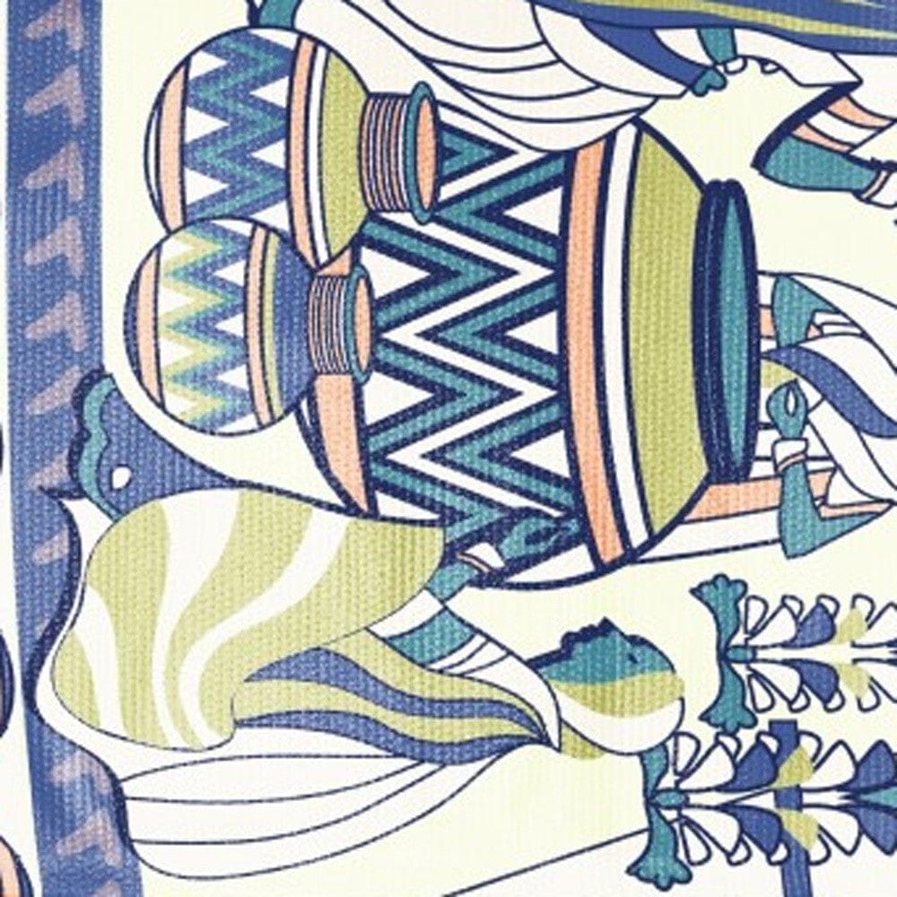 5' X 7' Green And Blue Abstract Area Rug