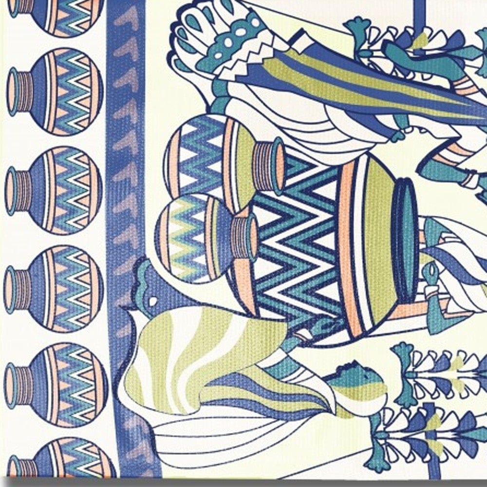 5' X 7' Green And Blue Abstract Area Rug