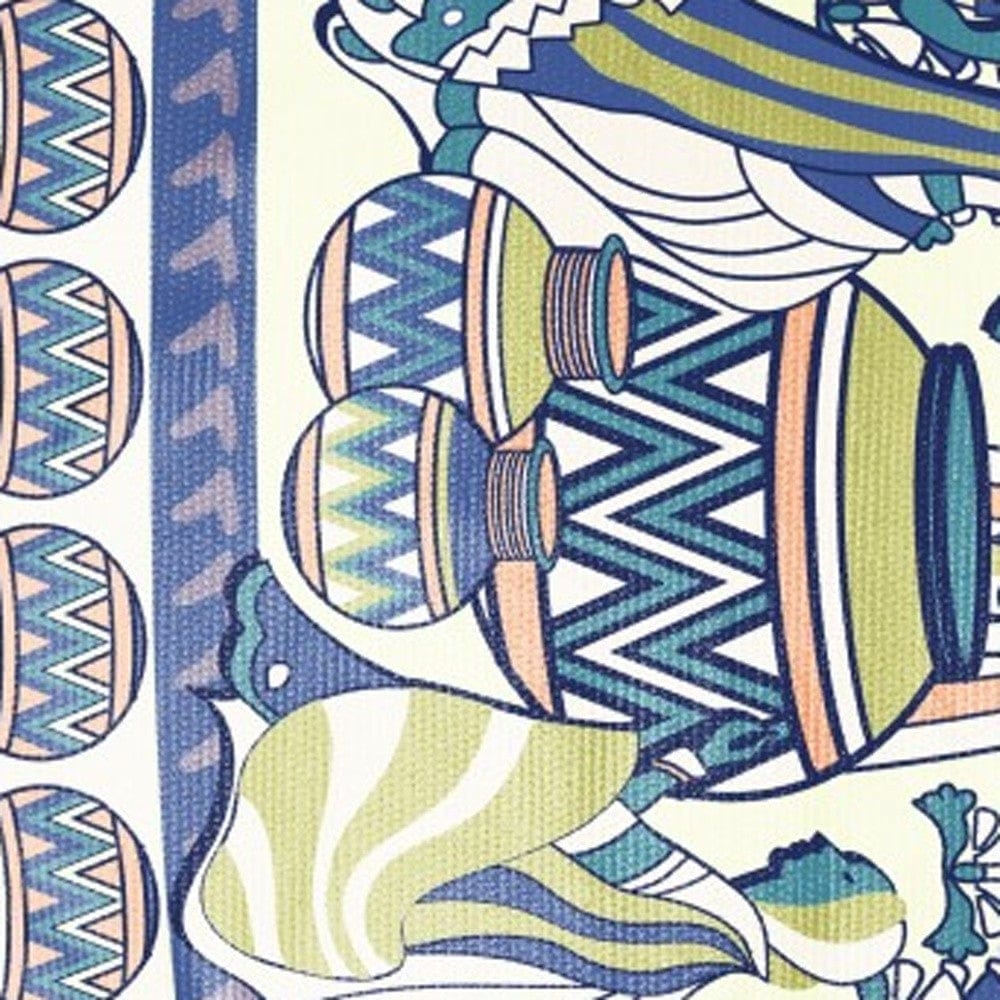 5' X 7' Green And Blue Abstract Area Rug