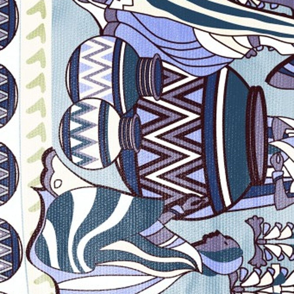 5' X 7' Brown And Muted Blue Abstract Area Rug