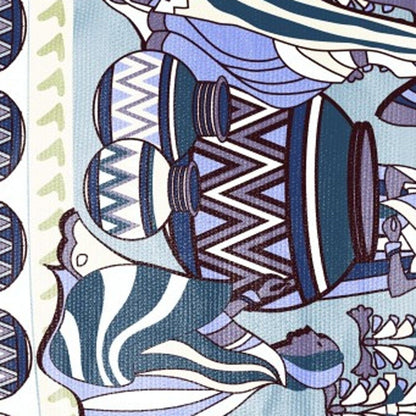 5' X 7' Brown And Muted Blue Abstract Area Rug