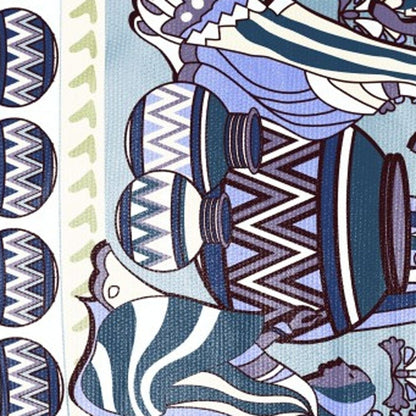 5' X 7' Brown And Muted Blue Abstract Area Rug