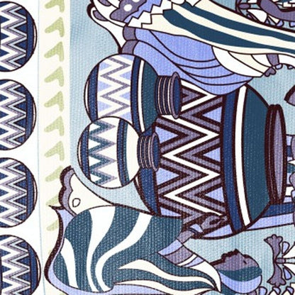 5' X 7' Brown And Muted Blue Abstract Area Rug