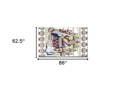 5' X 7' Muted Green And Red Abstract Area Rug