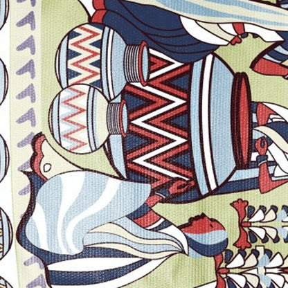 5' X 7' Muted Green And Red Abstract Area Rug