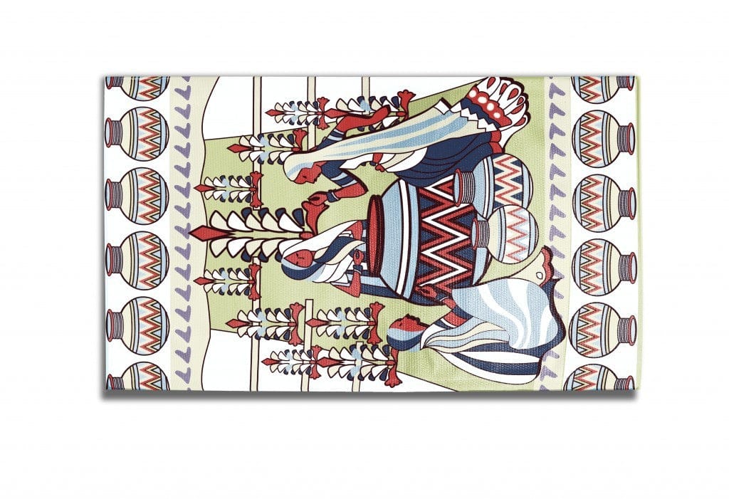 5' X 7' Muted Green And Red Abstract Area Rug