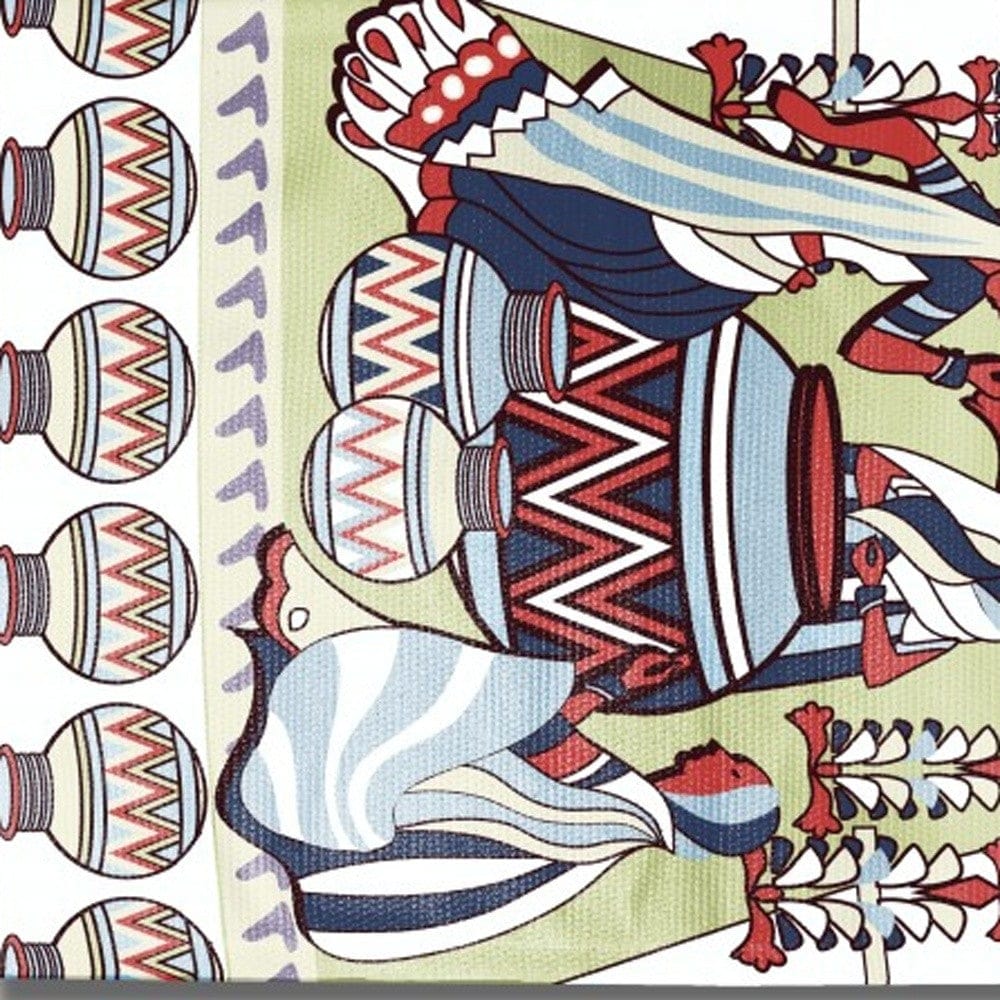 5' X 7' Muted Green And Red Abstract Area Rug