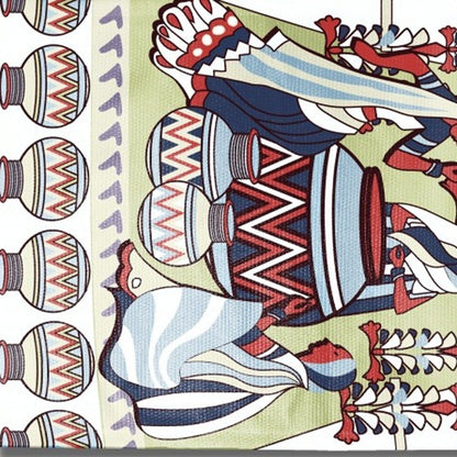 5' X 7' Muted Green And Red Abstract Area Rug