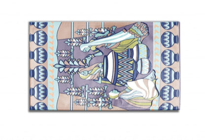 5' X 7' Muted Purple And Green Abstract Area Rug