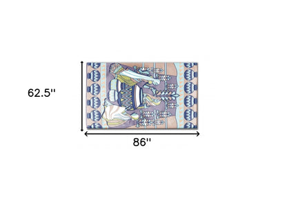 5' X 7' Muted Purple And Brown Abstract Area Rug