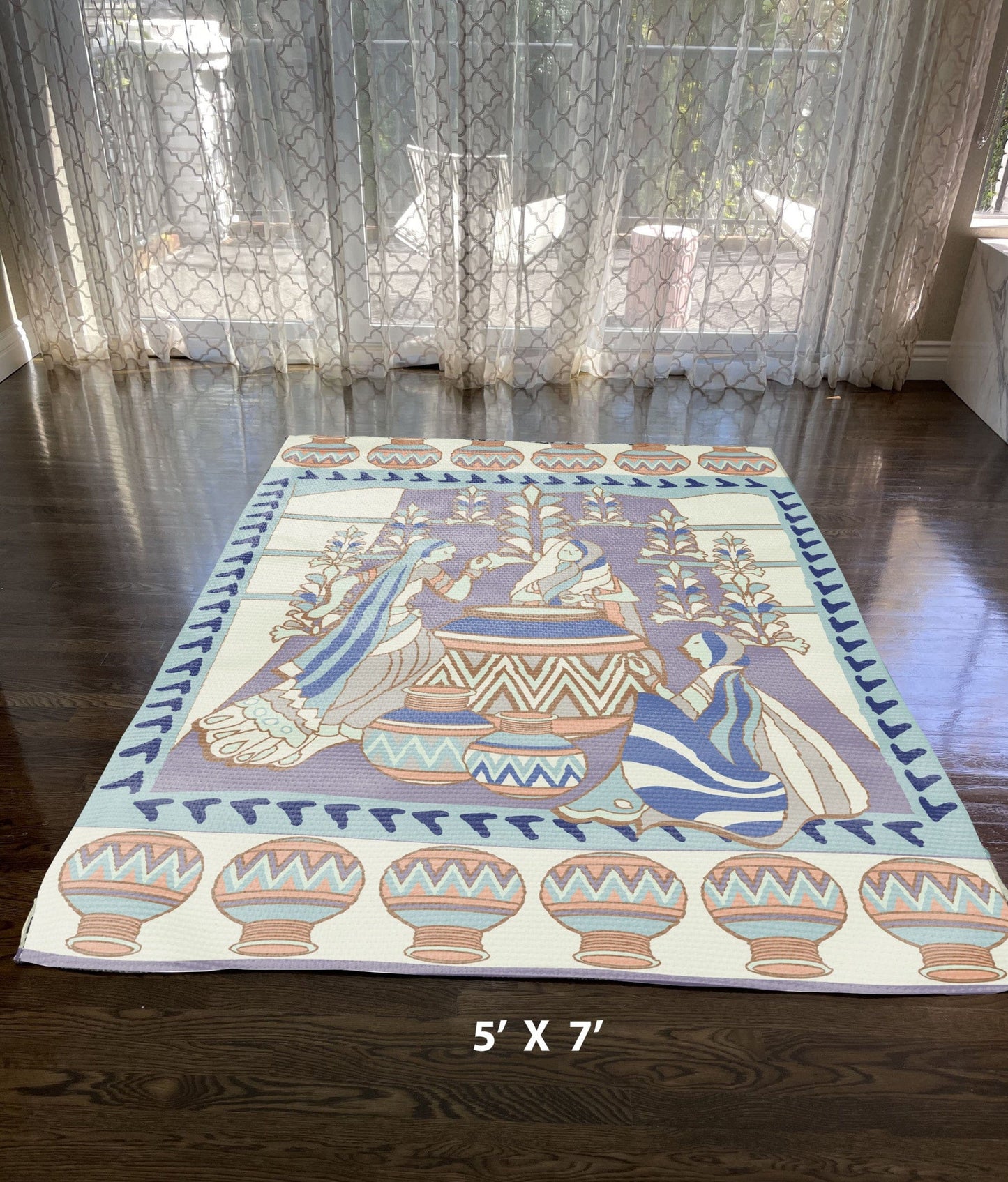 5' X 7' Muted Purple And Orange Abstract Area Rug