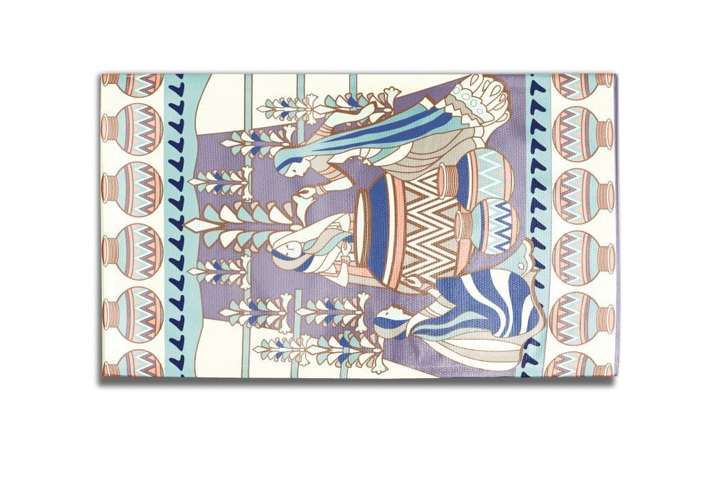 5' X 7' Muted Purple And Orange Abstract Area Rug