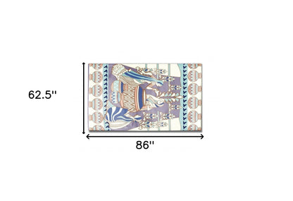 5' X 7' Muted Purple And Orange Abstract Area Rug