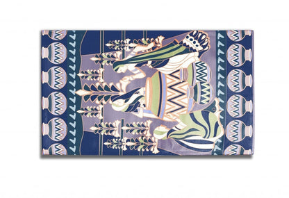 5' X 7' Muted Purple And Orange Abstract Area Rug