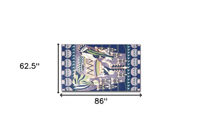 5' X 7' Muted Purple And Orange Abstract Area Rug