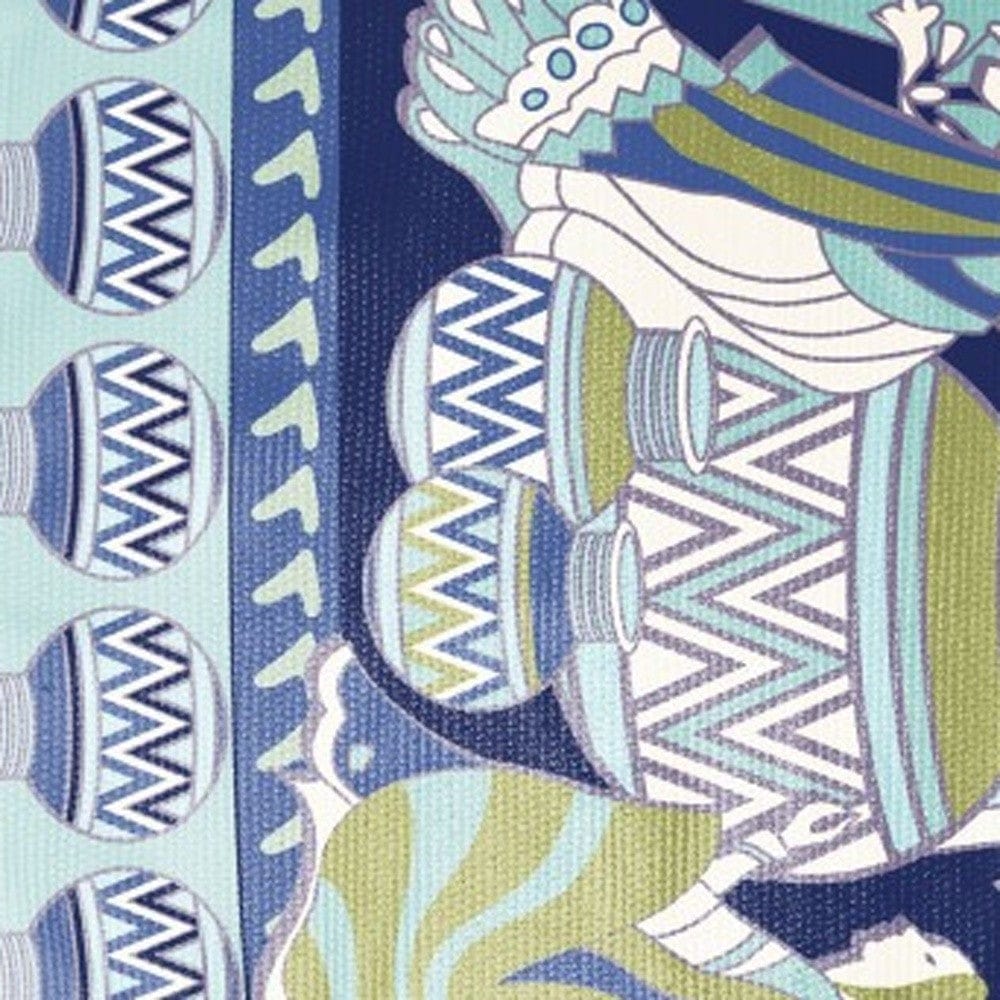 5' X 7' Navy And Green Abstract Area Rug