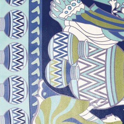 5' X 7' Navy And Green Abstract Area Rug