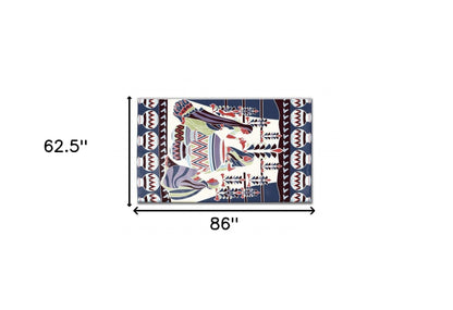 5' X 7' Dark Brown And Red Abstract Area Rug