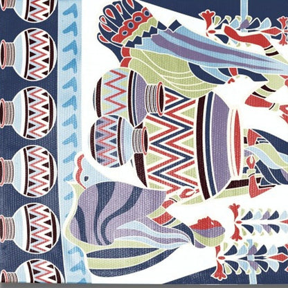 5' X 7' Blue And Red Abstract Area Rug