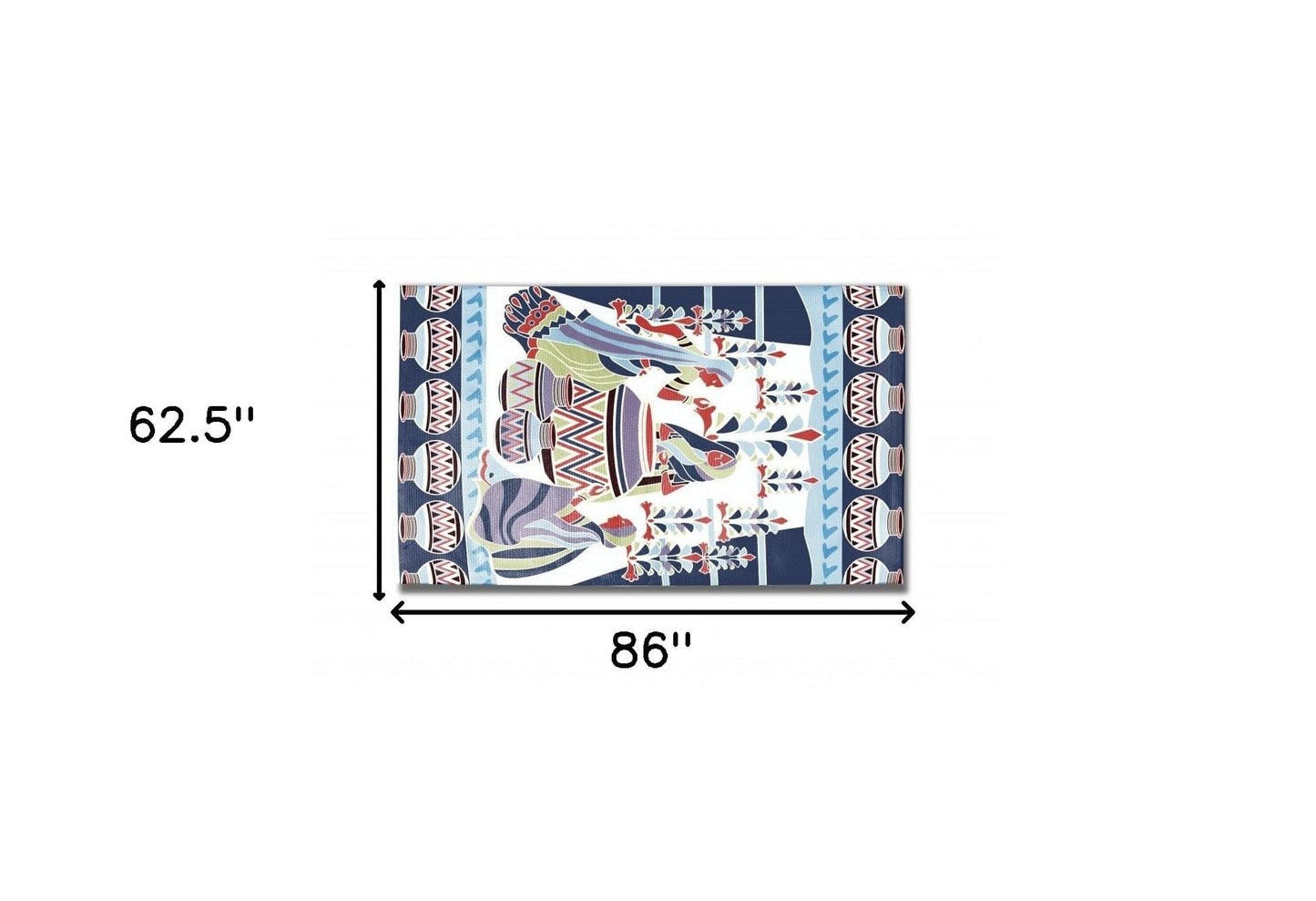 5' X 7' Blue And Red Abstract Area Rug