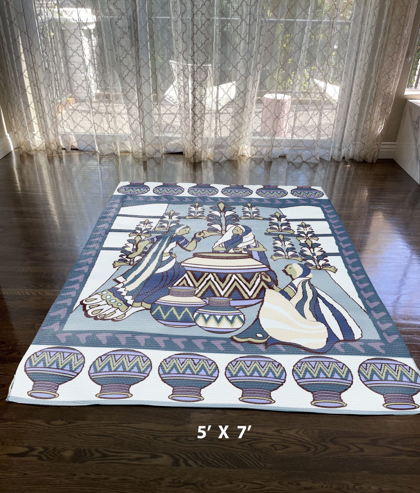 5' X 7' Dark Brown And Muted Green Abstract Area Rug