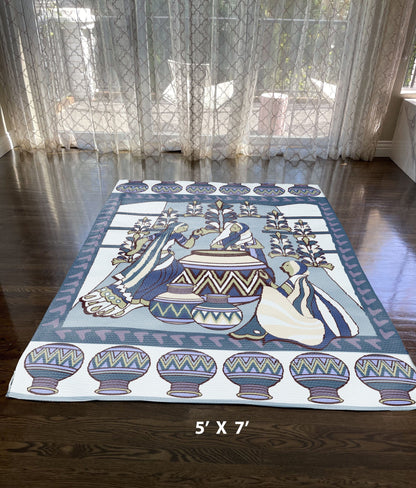 5' X 7' Dark Brown And Muted Green Abstract Area Rug