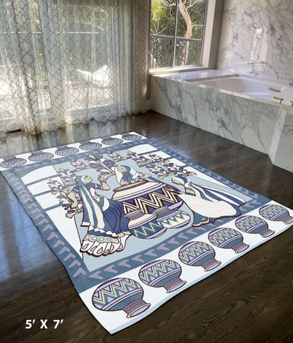 5' X 7' Dark Brown And Muted Green Abstract Area Rug