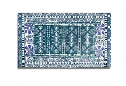 5' X 7' Aqua Oriental Area Rug