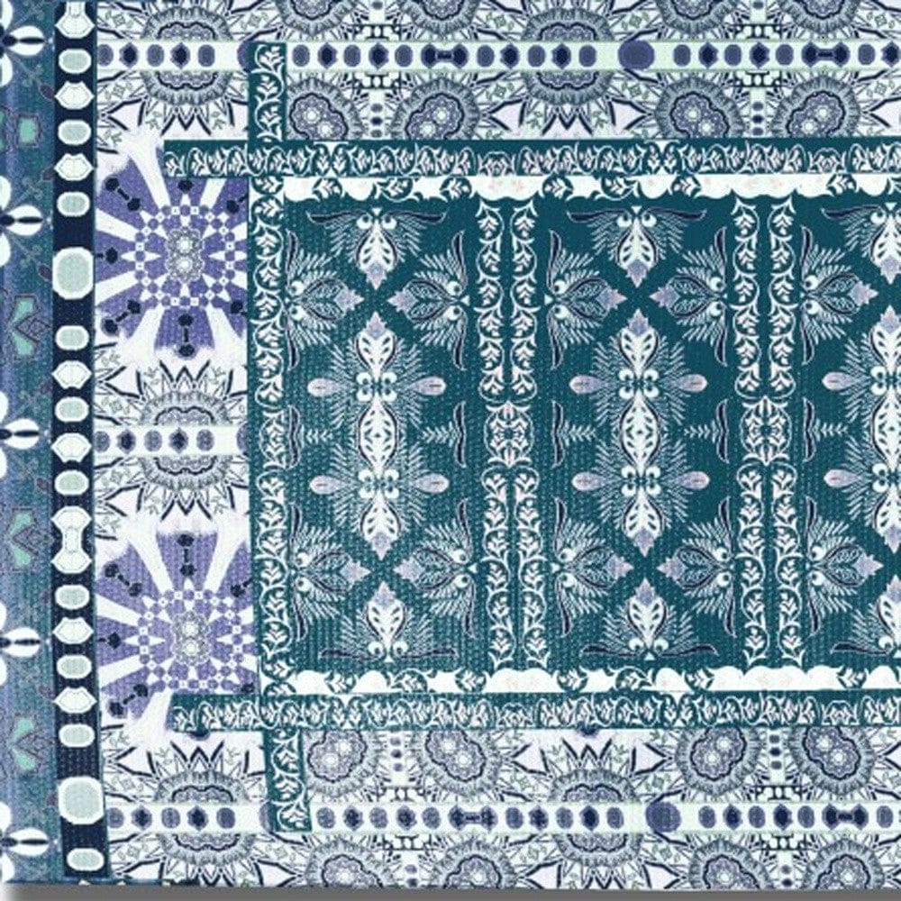 5' X 7' Aqua Oriental Area Rug