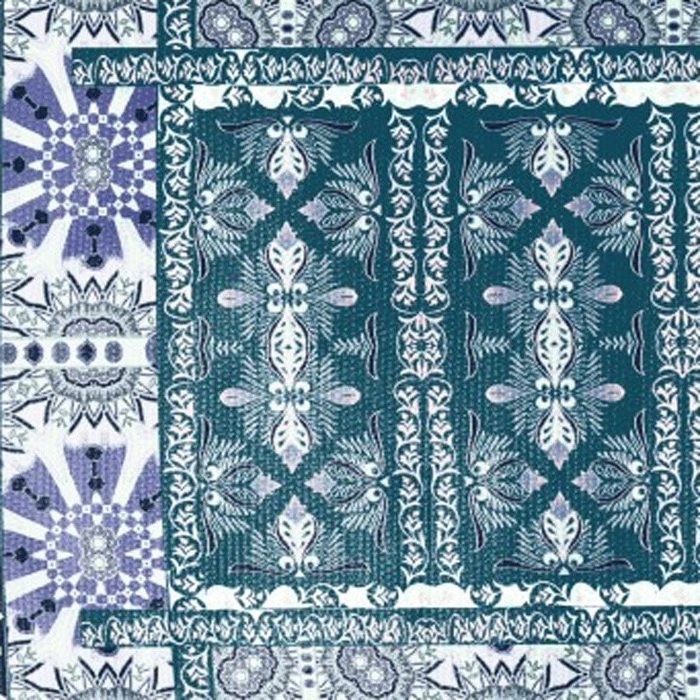5' X 7' Aqua Oriental Area Rug