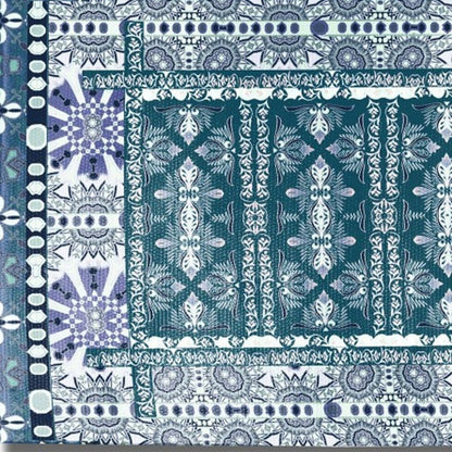 5' X 7' Aqua Oriental Area Rug