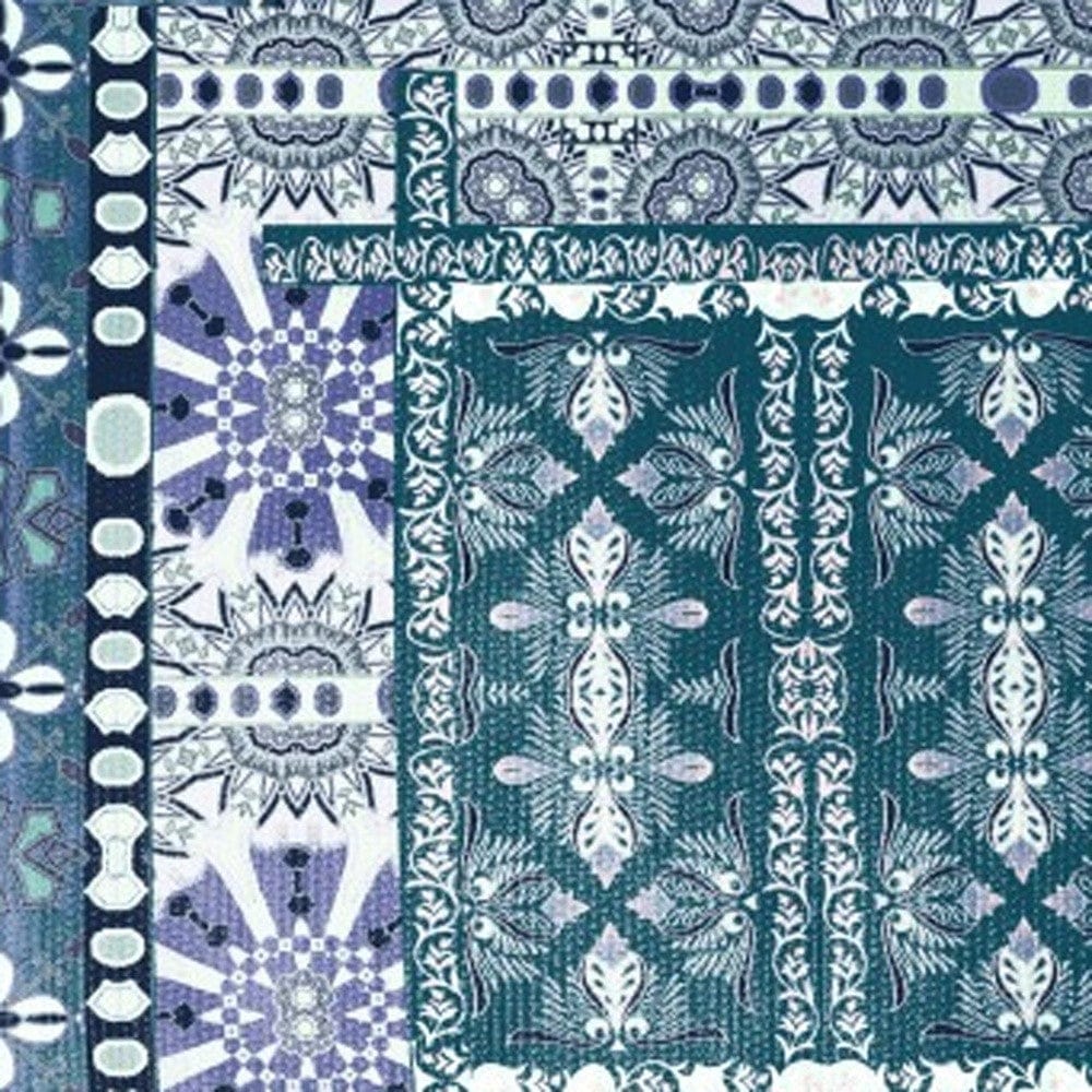 5' X 7' Aqua Oriental Area Rug