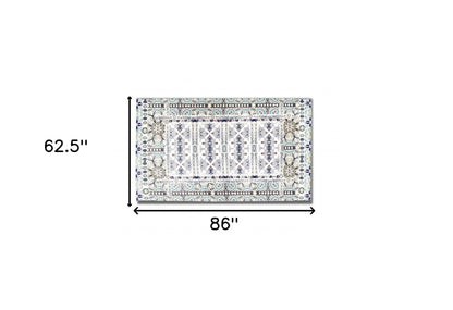 5' X 7' Beige Oriental Area Rug