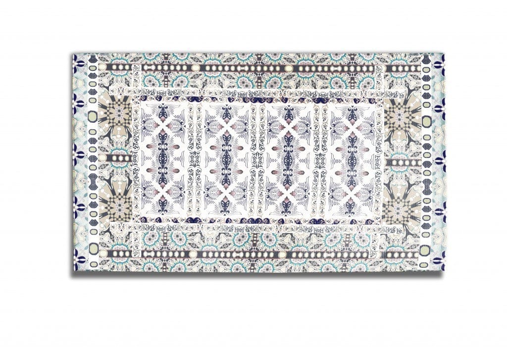 5' X 7' Beige Oriental Area Rug