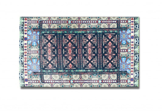 5' X 7' Red And Green Oriental Area Rug