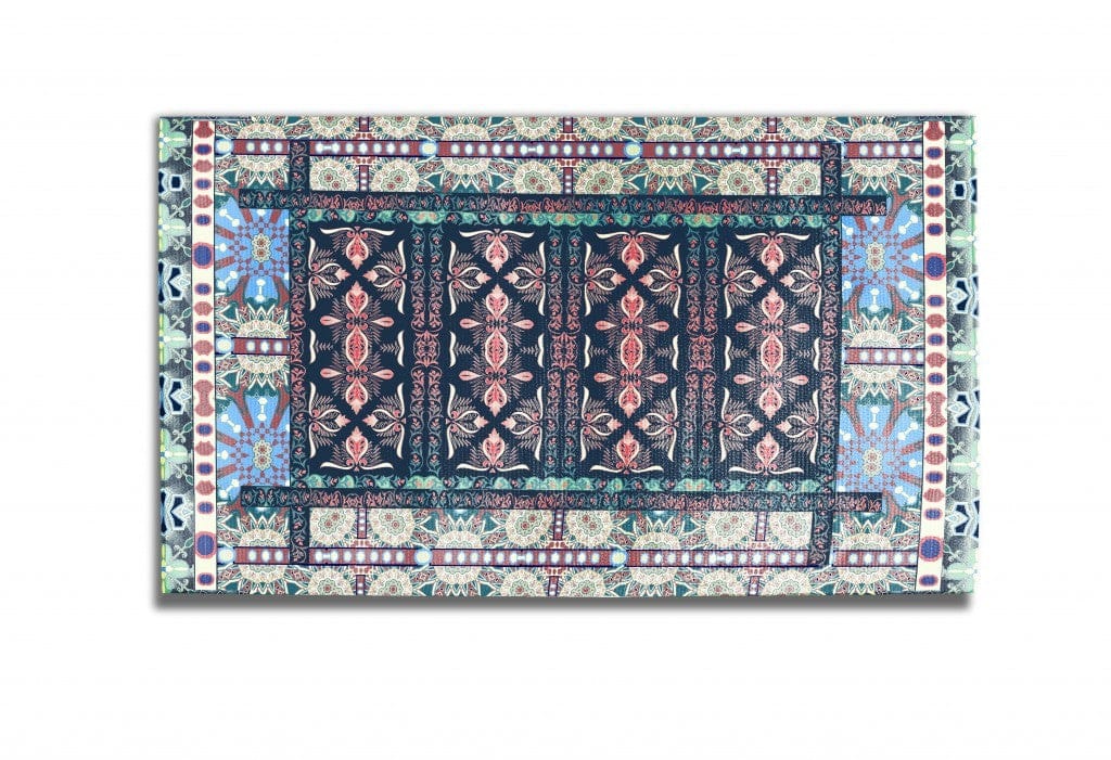 5' X 7' Red And Green Oriental Area Rug