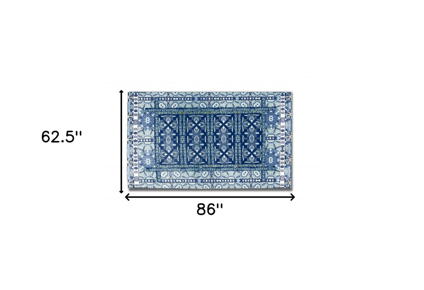 5' X 7' Blue And Blue Oriental Area Rug