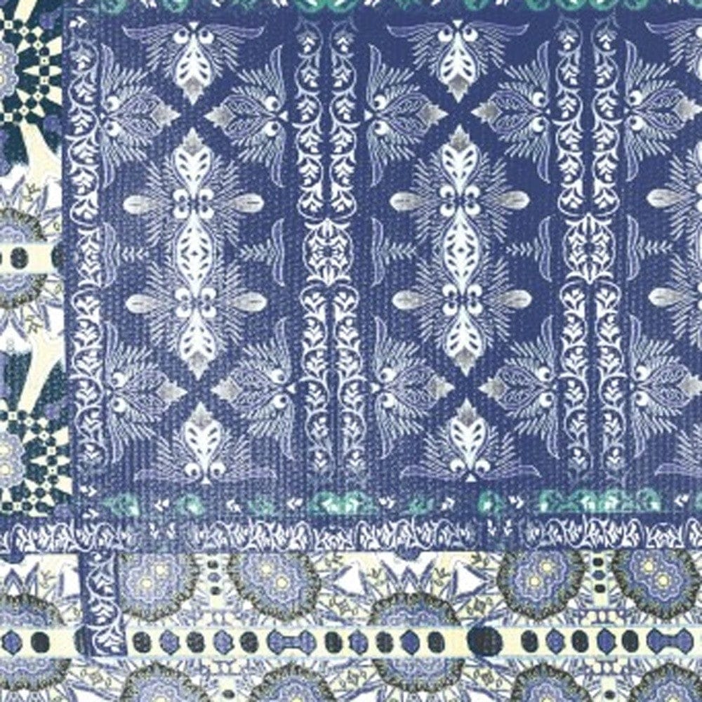 5' X 7' Blue And Green Oriental Area Rug