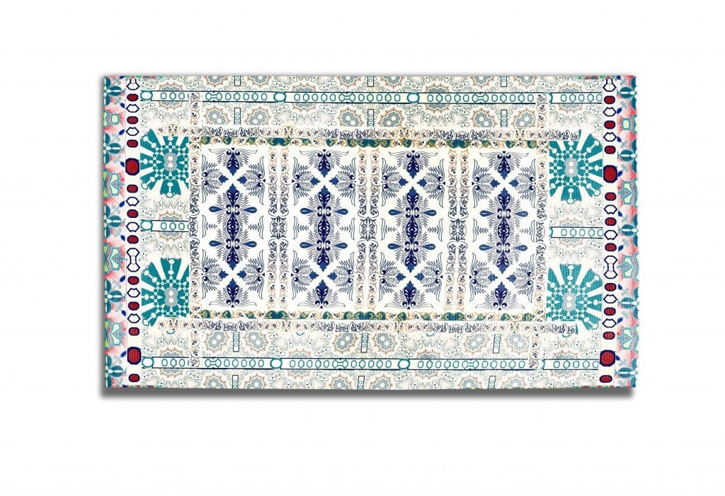 5' X 7' Cream Oriental Area Rug