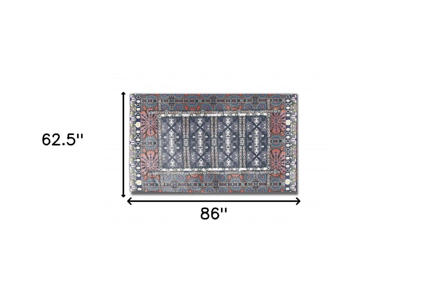 5' X 7' Dark Grey And Brown Oriental Area Rug