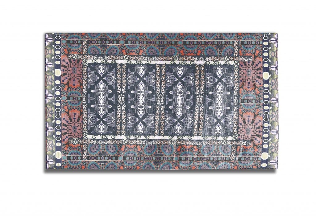 5' X 7' Dark Grey And Brown Oriental Area Rug